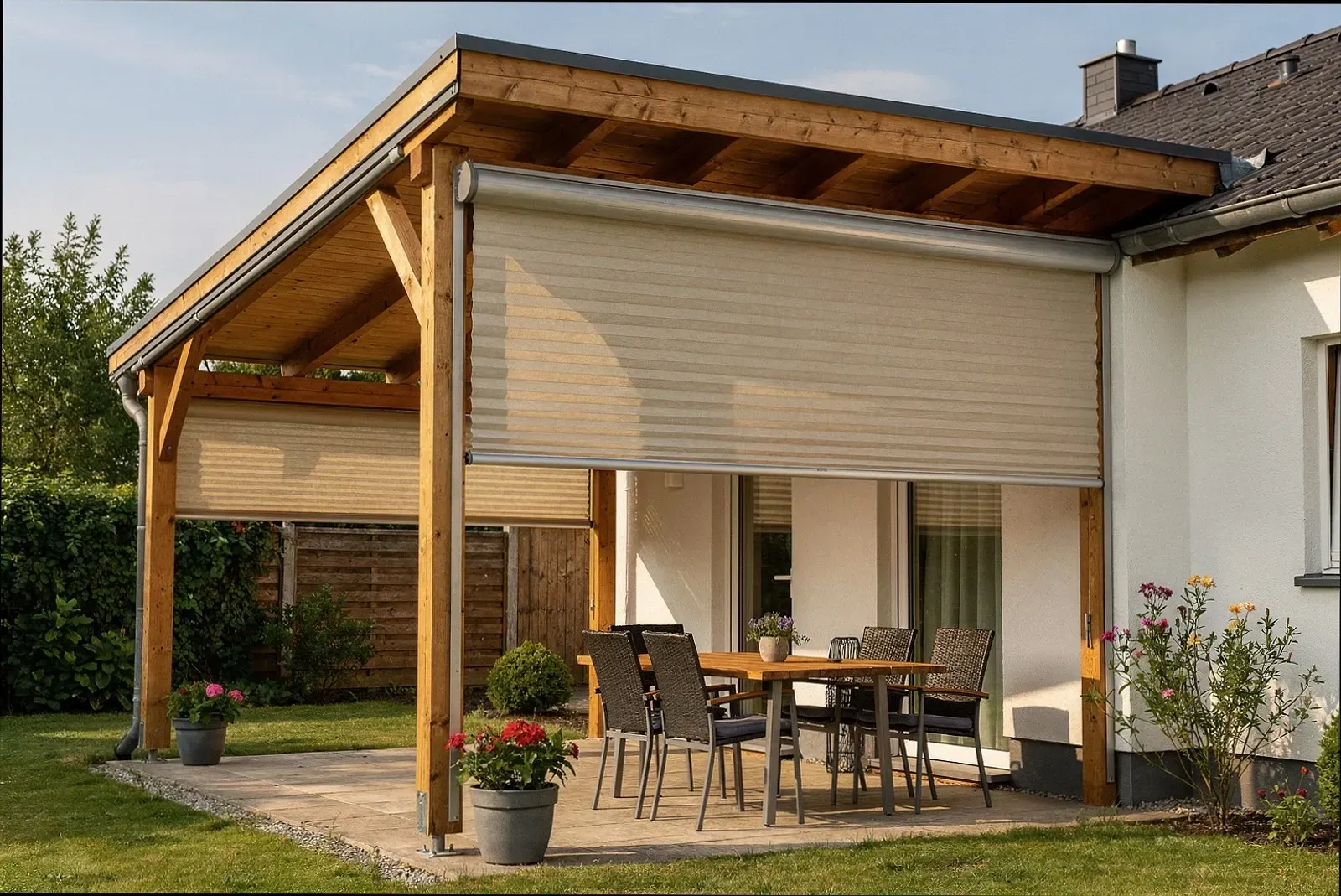 Terrassenüberdachung mit Beschattung in Kiel-Suchsdorf